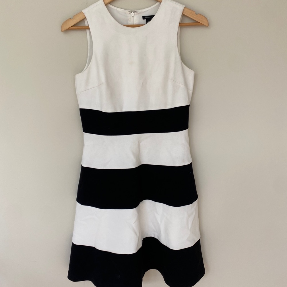 Ann Taylor black and white striped formal dress